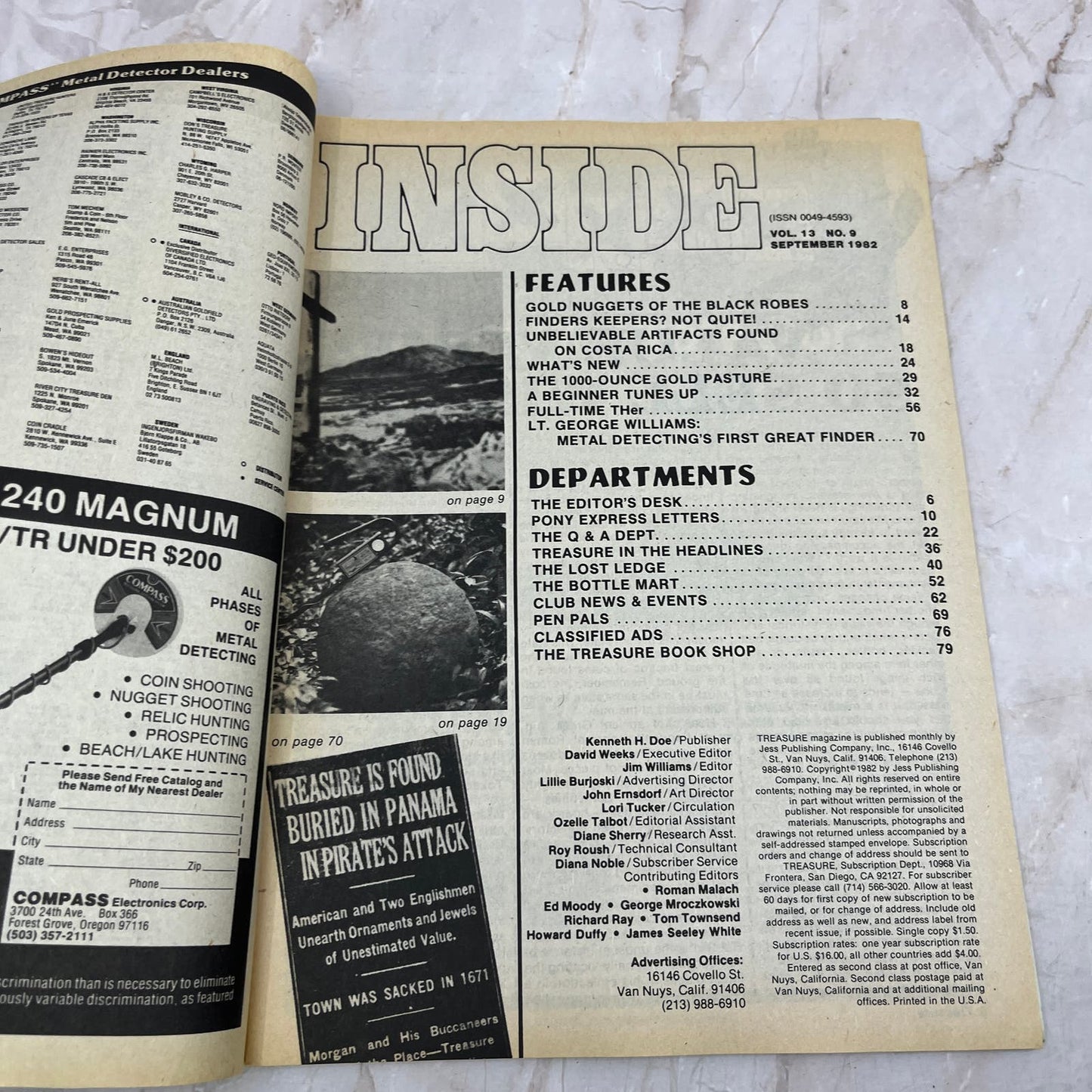 1982 Sept - Treasure Magazine - Treasure Hunting Metal Detecting Gold Coins M10