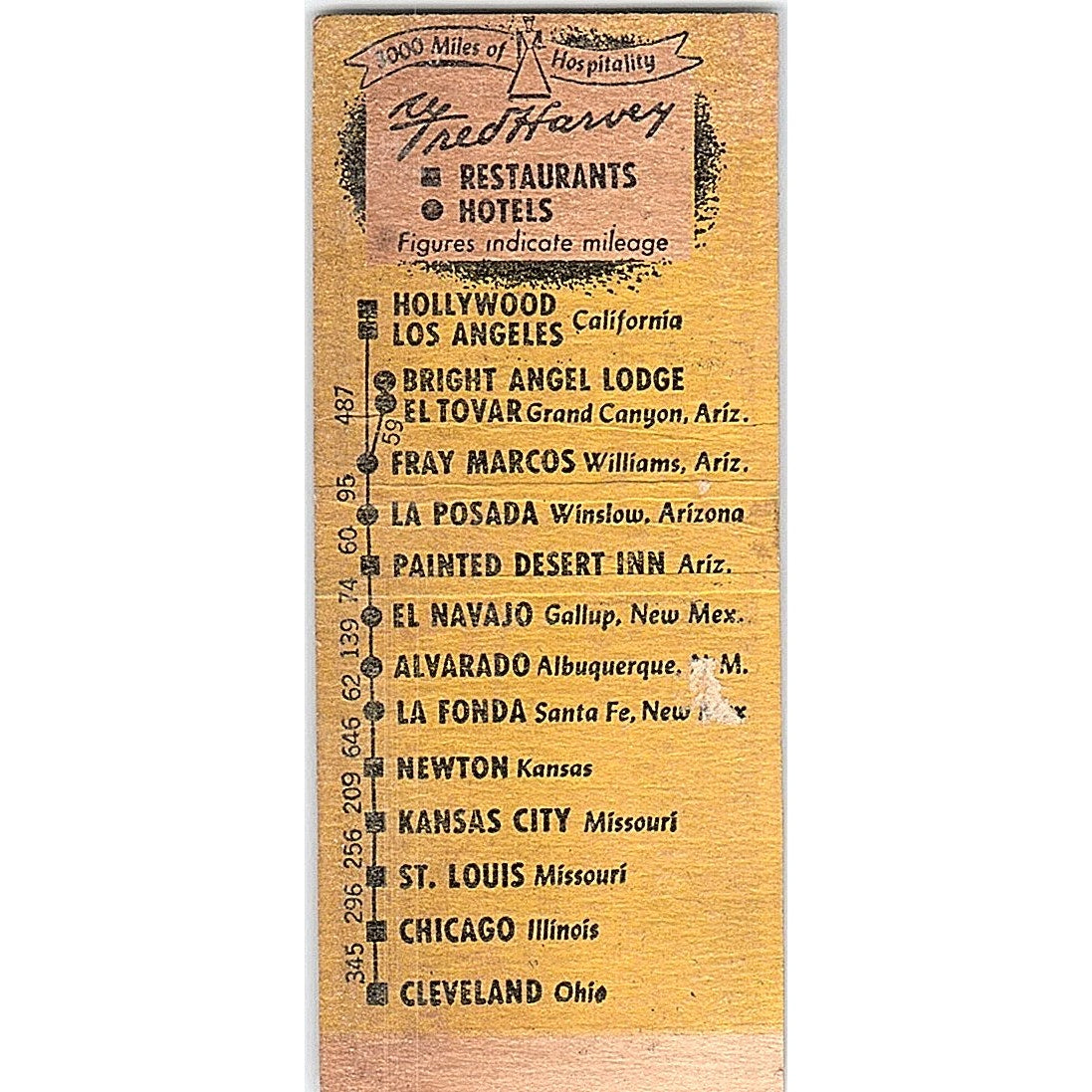 Fred Harvey Union Terminal Building Cleveland OH Vintage Matchbook Cover SC7-Y8