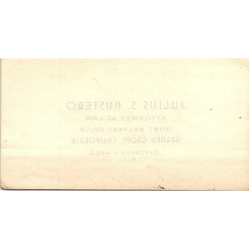 Julius S Austero Attorney Garden Grove CA Vintage Business Card SE3-B12