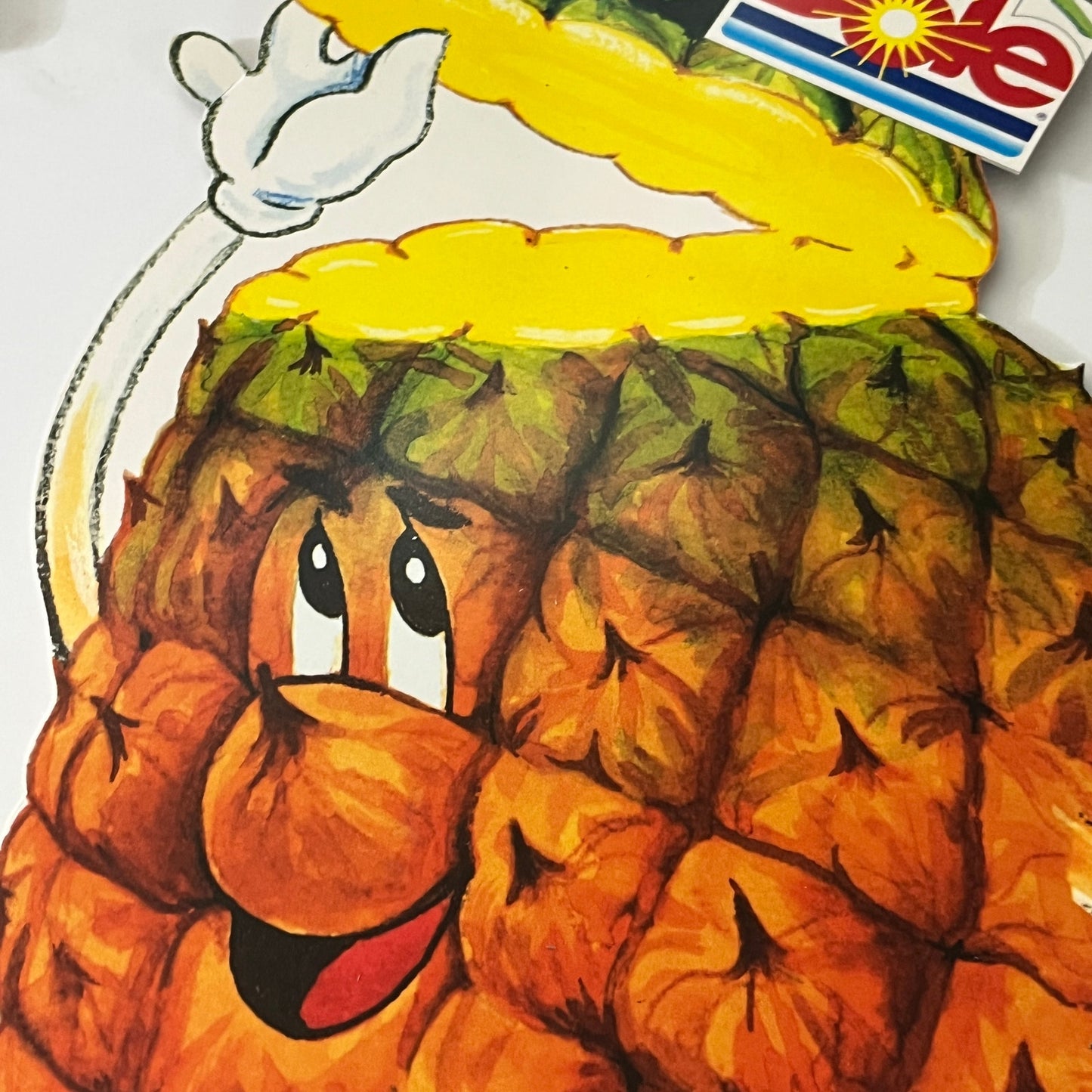 Original 1992 Dole Pineapple Two Sided Advertising Store Display Sign 12x26"
