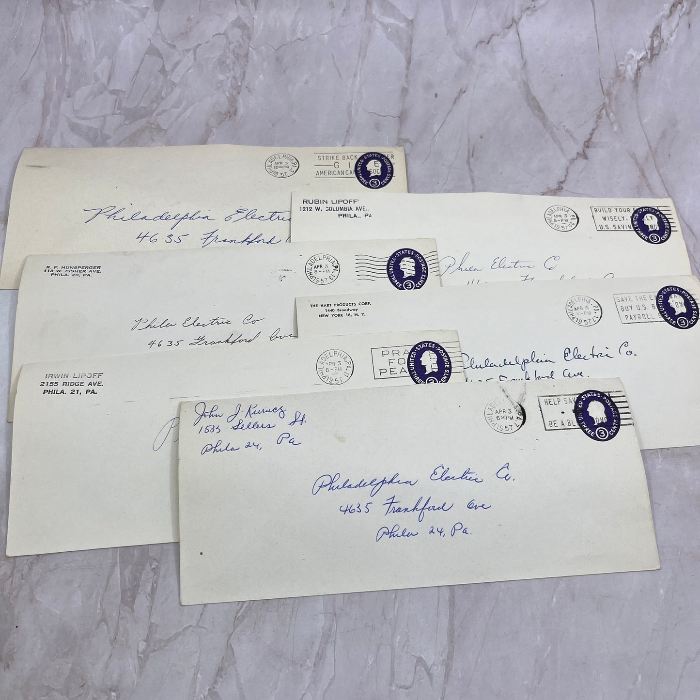 1950s Lot Philadelphia Electric Company Postal Cover Envelopes L4-4-19