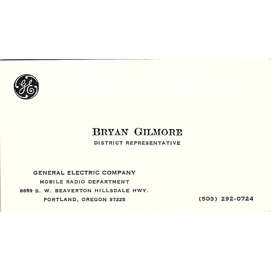 General Electric Company Bryan Gilmore Portland Oregon Business Card SF3-B6