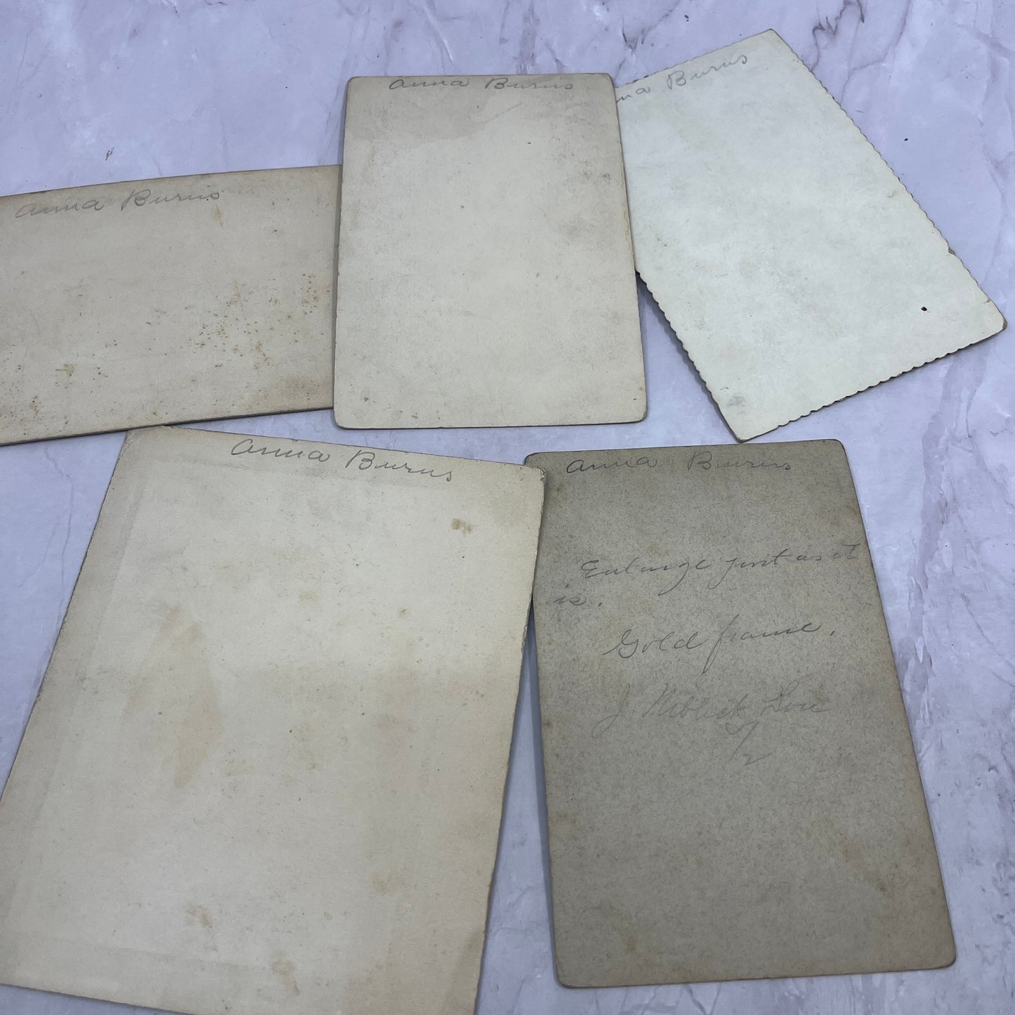 Lot of 5 Antique CDV Card Photos Marked "Anna Burris" Fort Wayne IN Area TK3
