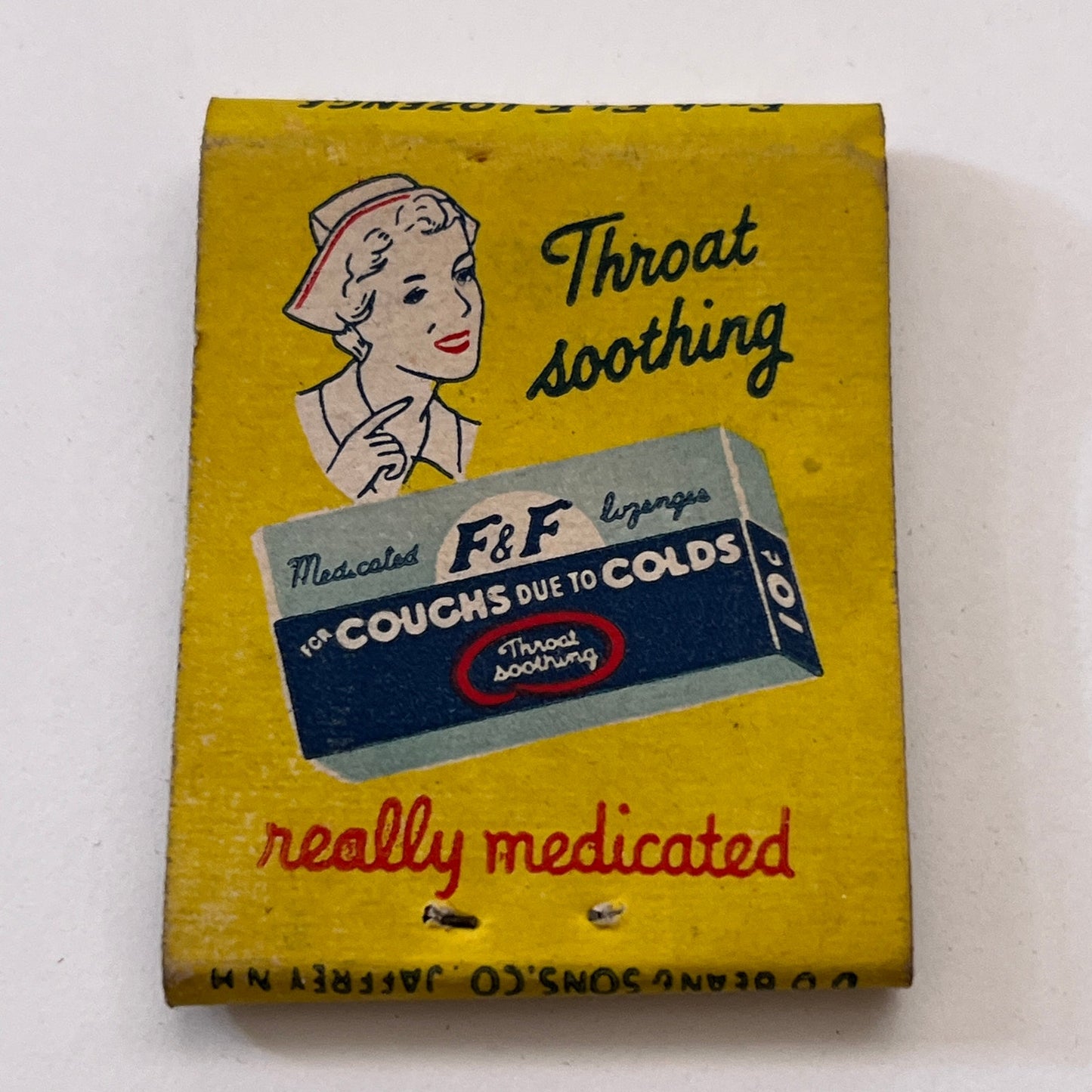 F&F Lozenges For Coughs Due to Colds Vintage Matchbook Cover TB8-MB3-4