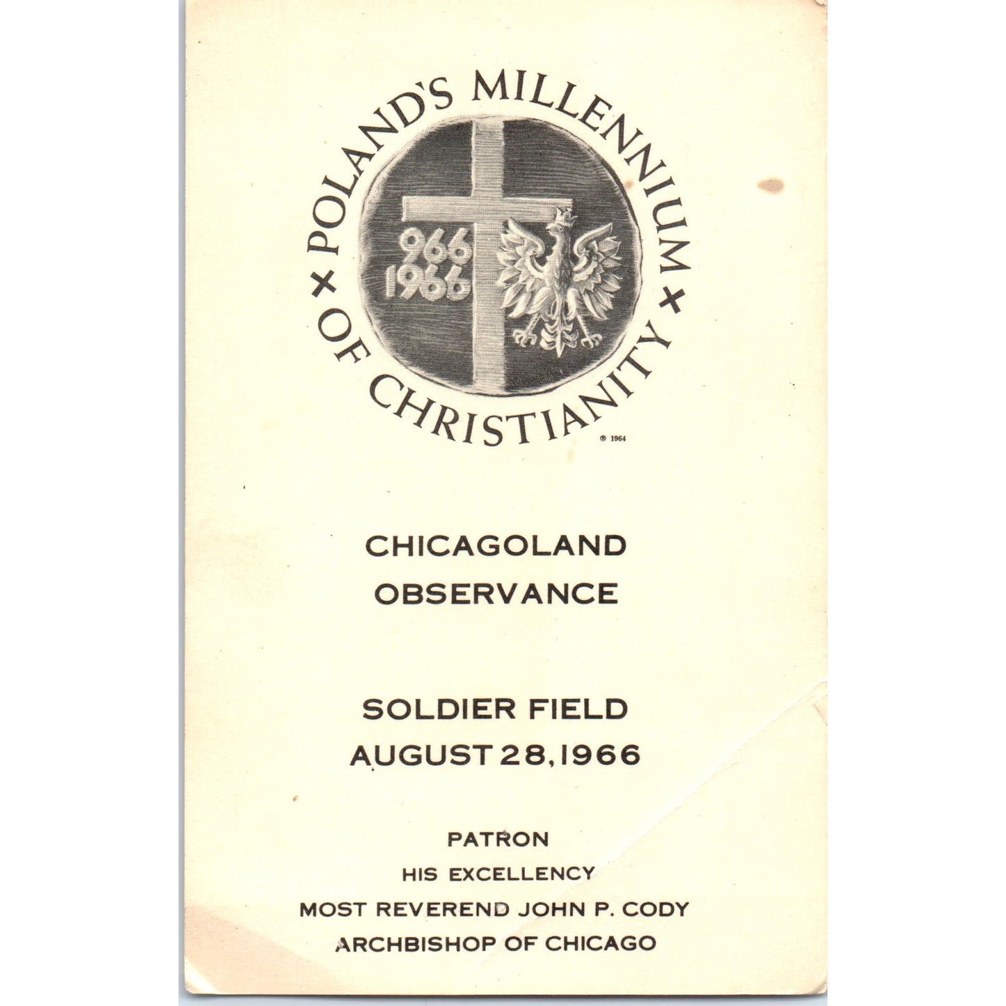 1966 Our Lady of Czestochowa Soldier Field Observance Vintage Card TH2-PC1