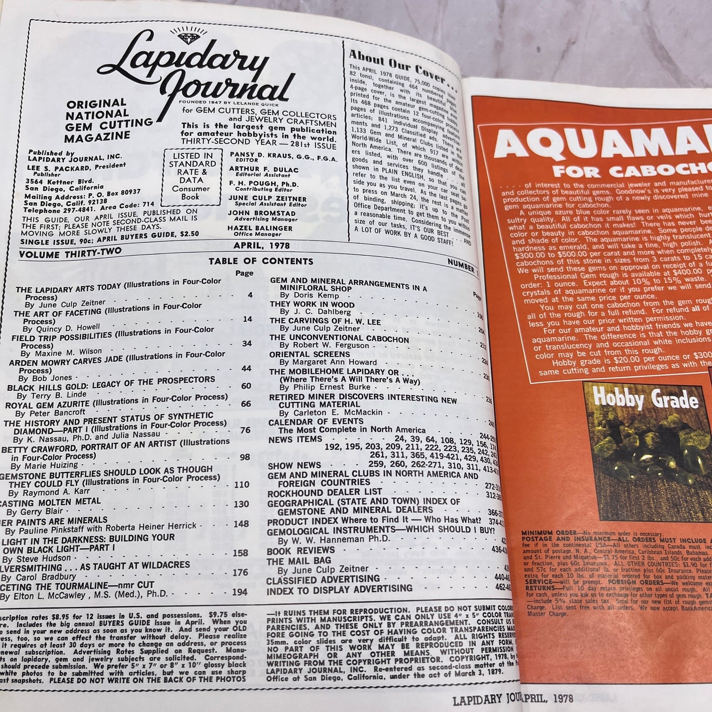 32nd Year Rockhound Buyers Guide - Lapidary Journal Magazine - Apr 1978 M26