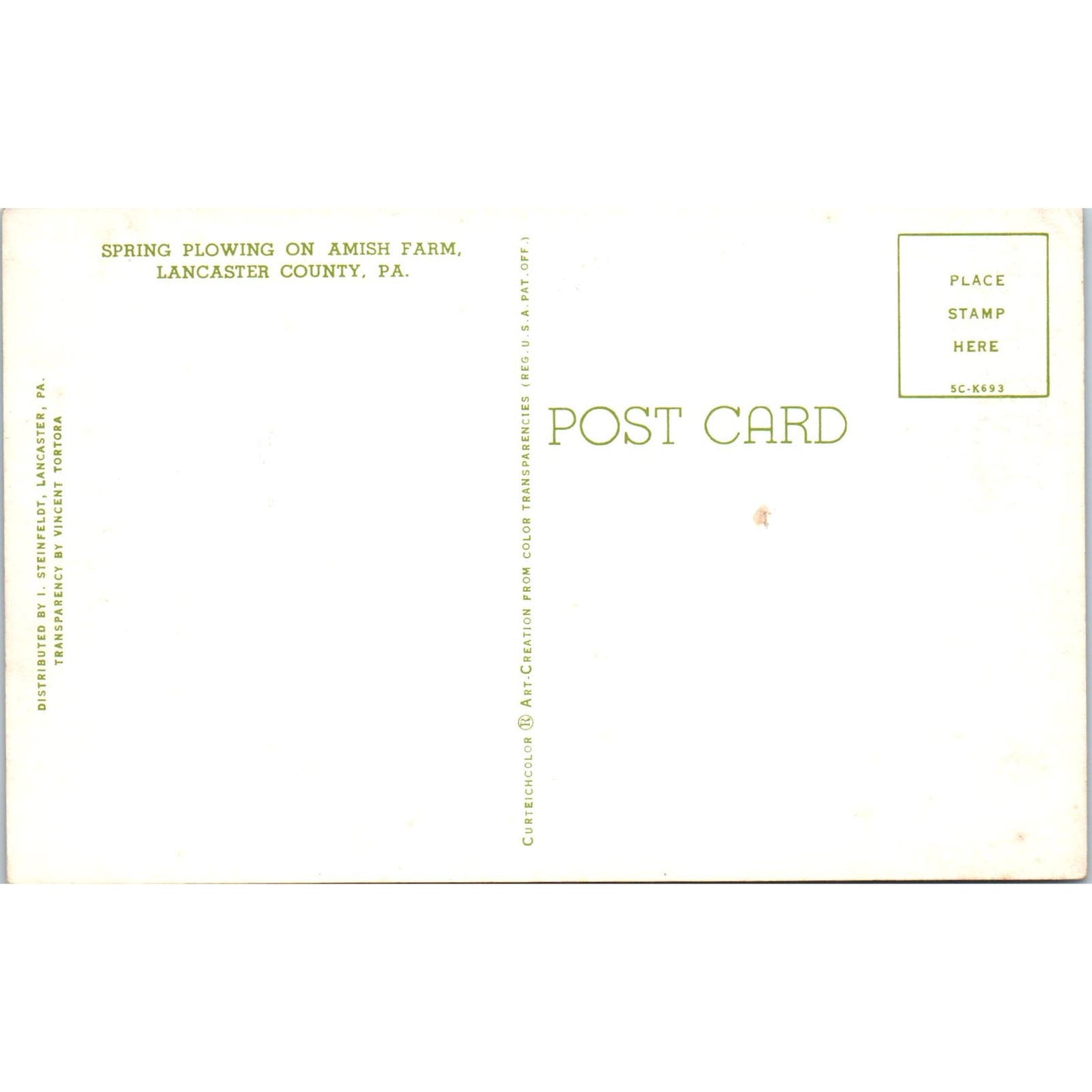 Spring Plowing Amish Farm Lancaster Pennsylvania Dutch Country Postcard PD8