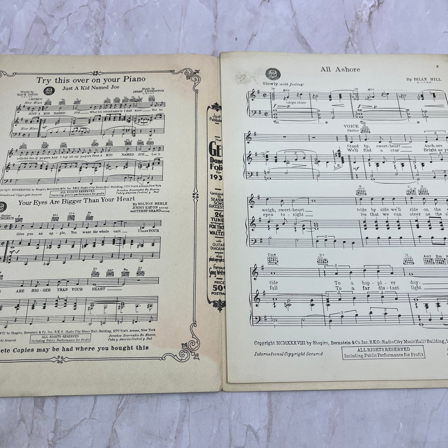 All Ashore Billy Hill Kay Kyser Antique Sheet Music Ti5