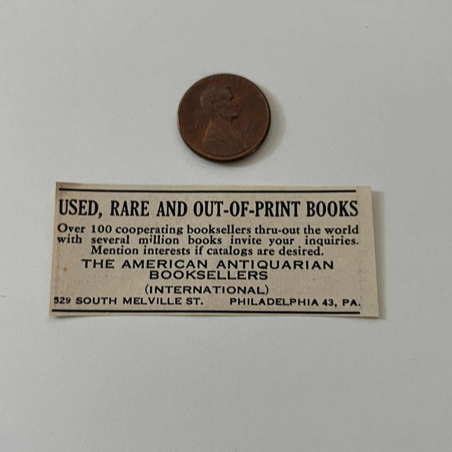 American Antiquarian Booksellers Philadelphia PA 1952 Yankee Magazine Ad SAG5-S2