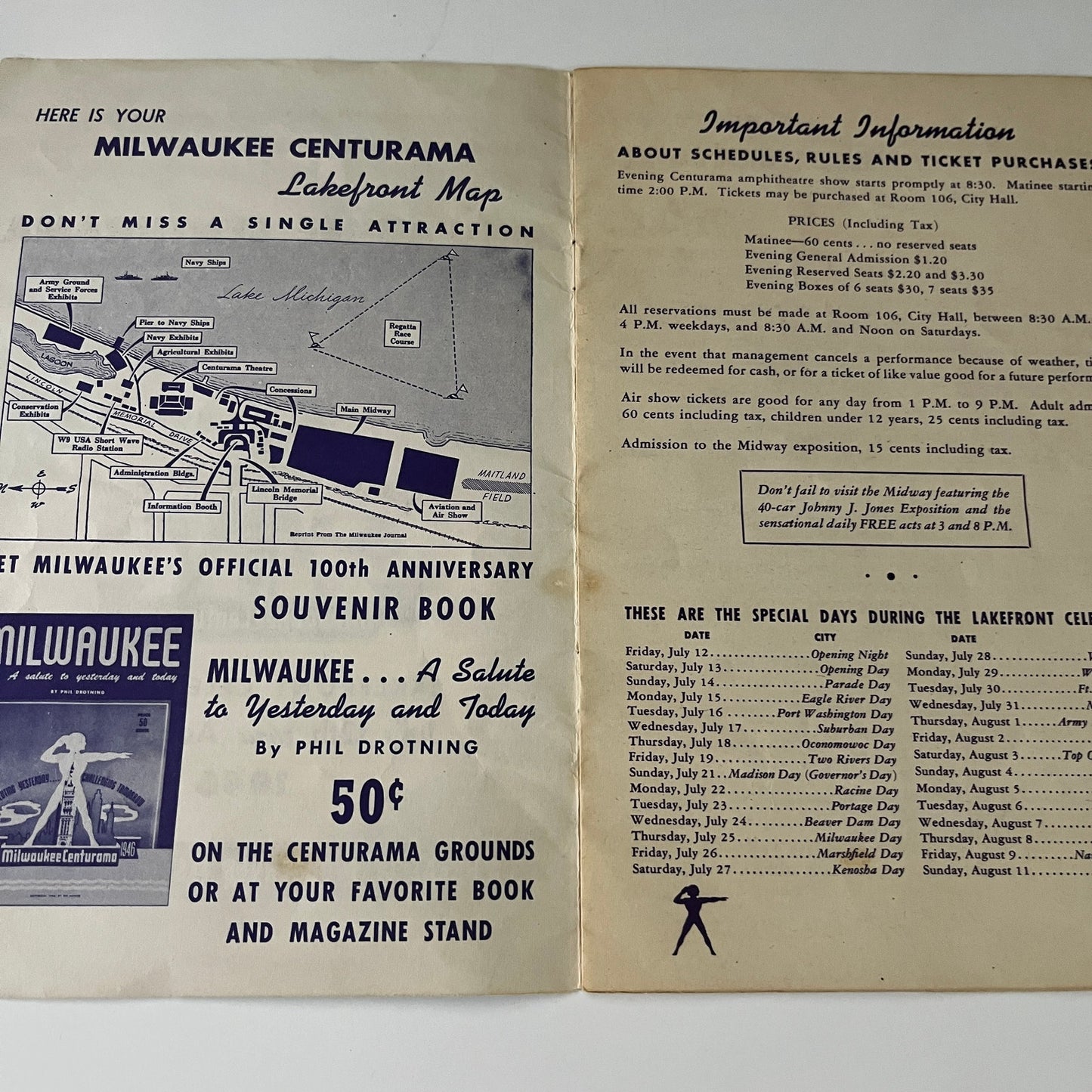 1946 Official Milwaukee Centurama Program TE2-BB