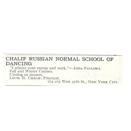 Louis H. Chalif Russian Normal School of Dancing NY 1924 Magazine Ad AD8-O6