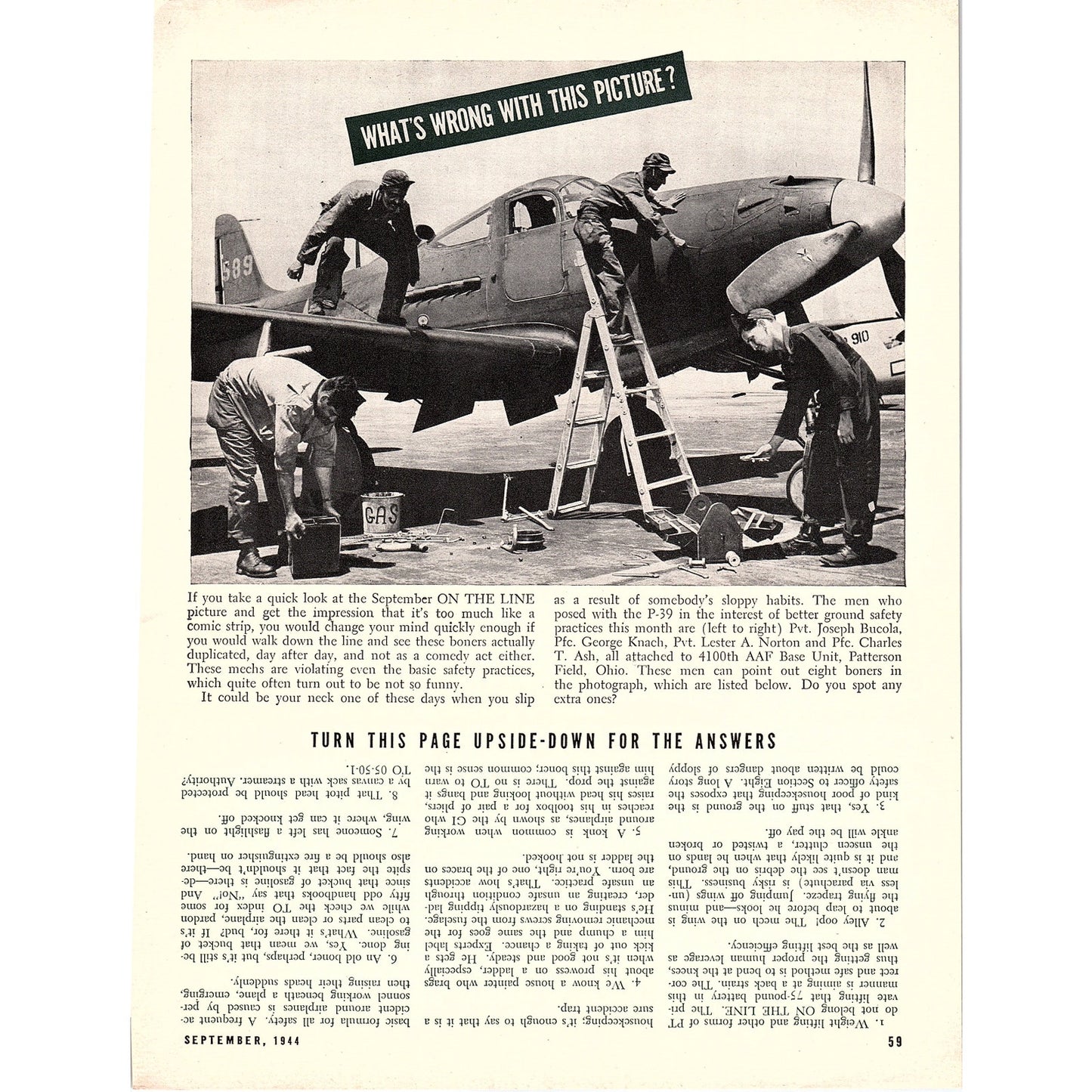 What's Wrong With This Picture Puzzle P-39 4100 AAF Unit 1944 WWII Article AG2-4