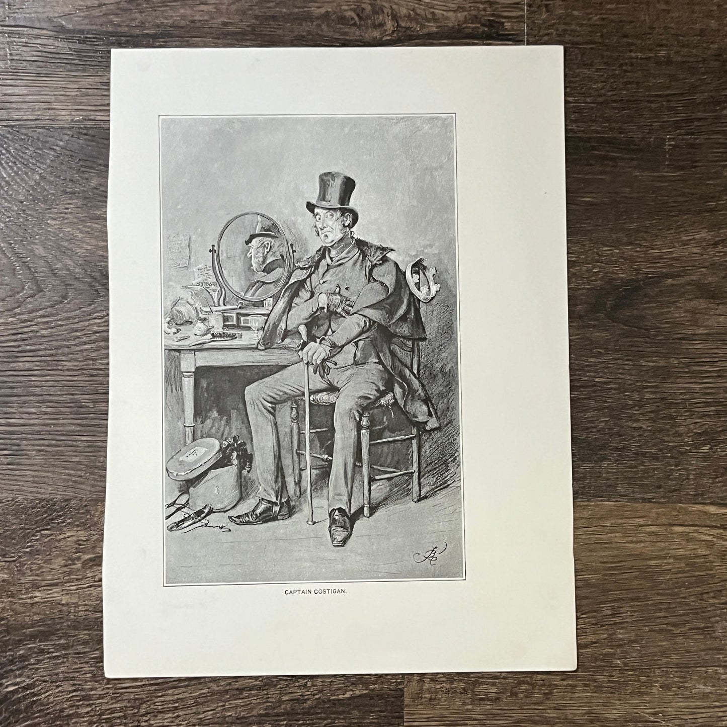 Vtg Lithograph Captain Costigan Frederick Barnard Pendennis Art Print 9x12 V4