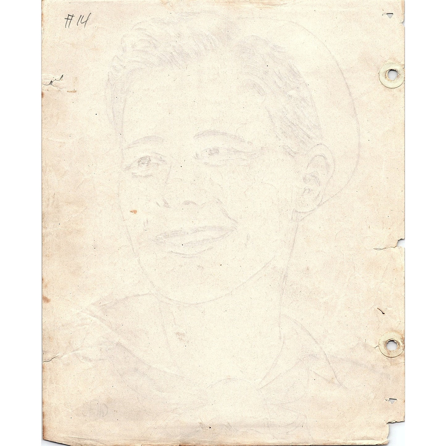 1940s Original Sketch Portrait of a WWII Navy Sailor Winifred Schutsky D26-14