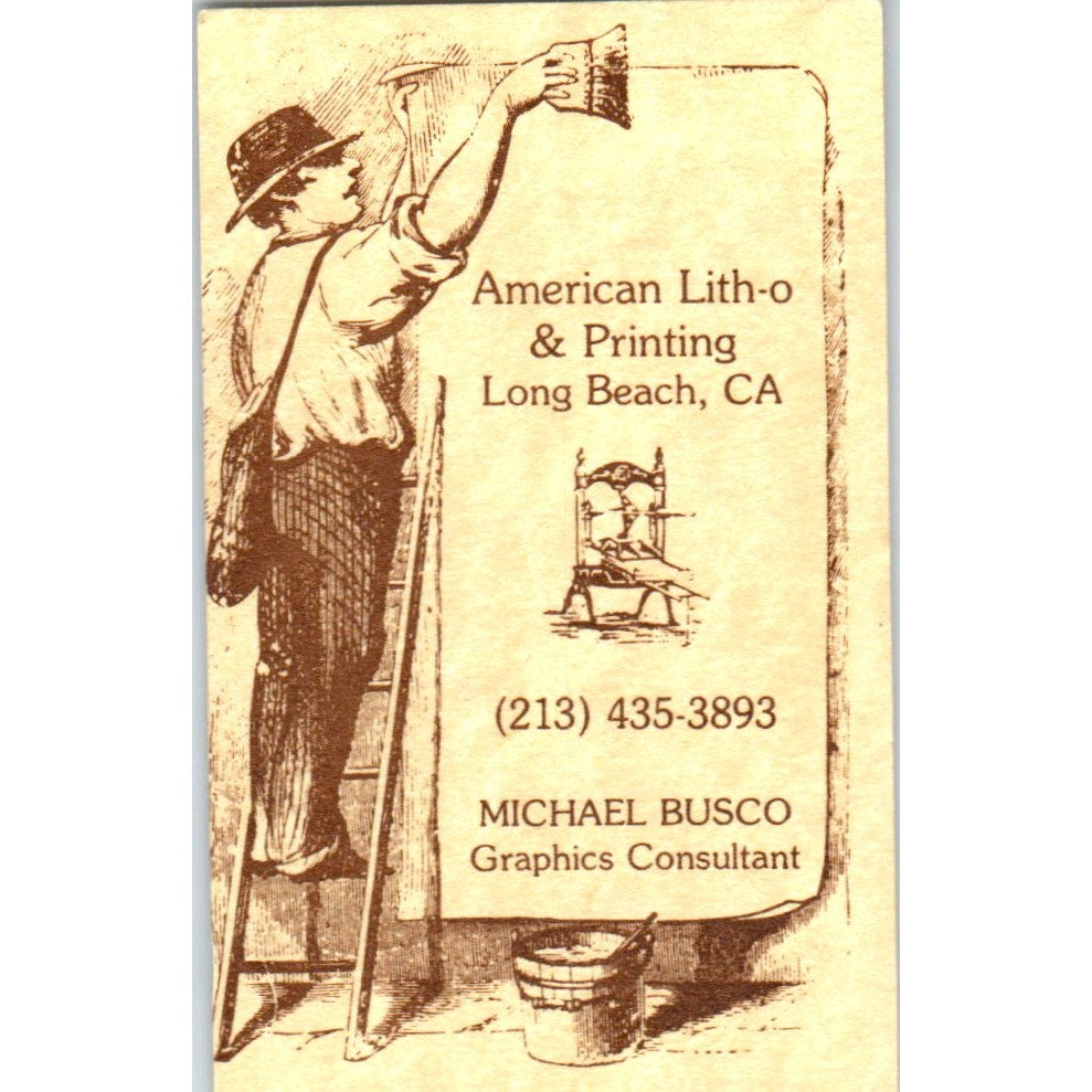 American Lith-o and Printing Michael Busco Long Beach CA Business Card SD4-B3