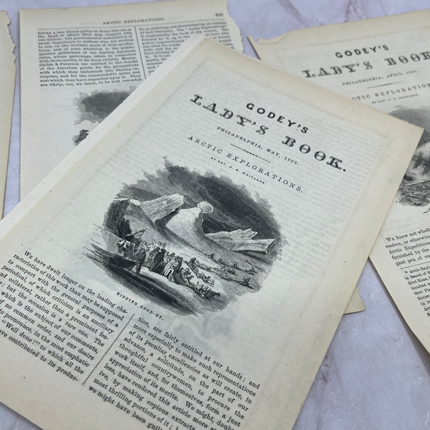 1857 Original 6 Page Article on Arctic Explorations 2nd Grinnell Expedition D19