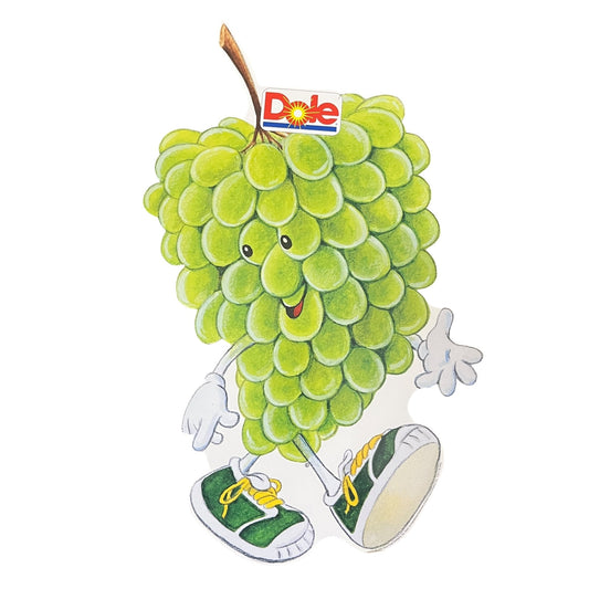Original 1992 Dole Gus Grape Two Sided Advertising Store Display Sign 9x18"
