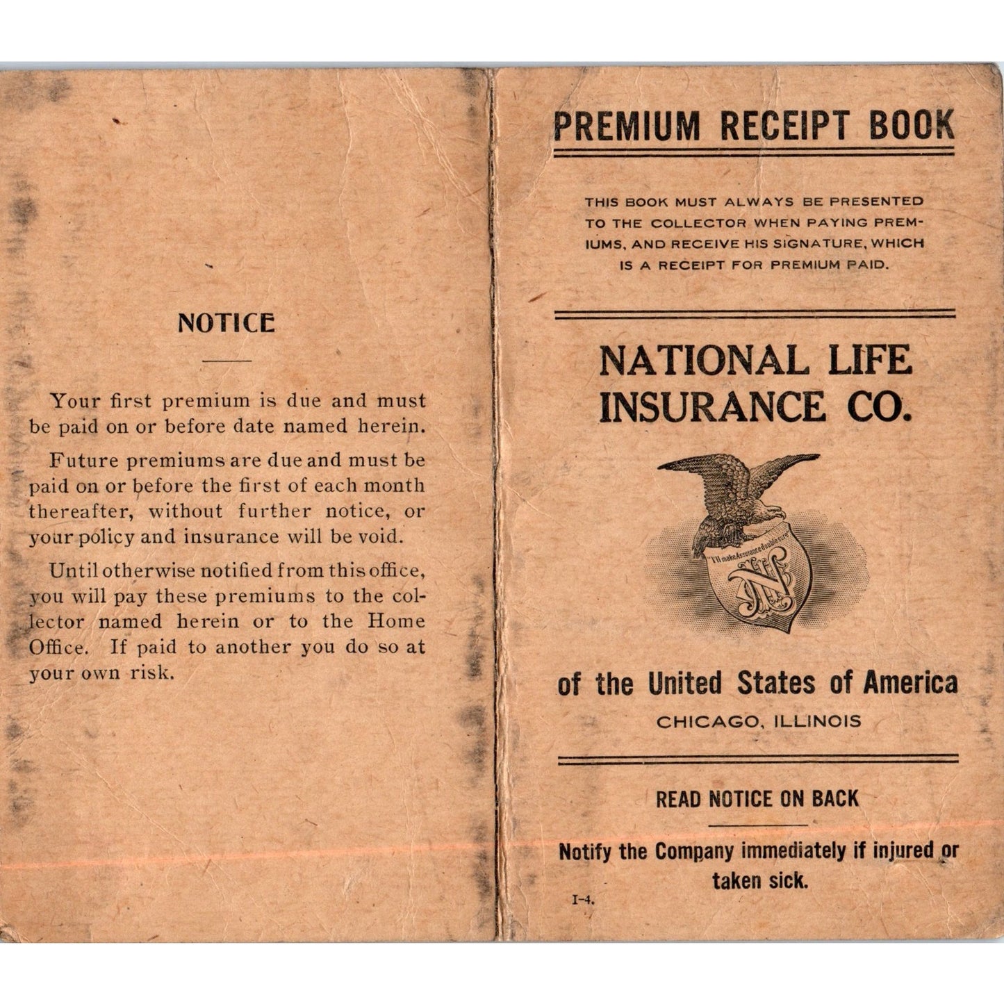 c1910 National Life Ins Receipt Book Fred D. Cole West Rumney NH D23