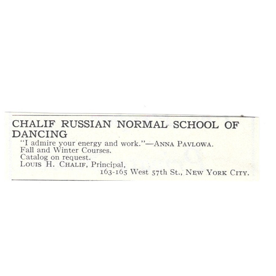 Louis H. Chalif Russian Normal School of Dancing NY 1924 Magazine Ad AD8-O6