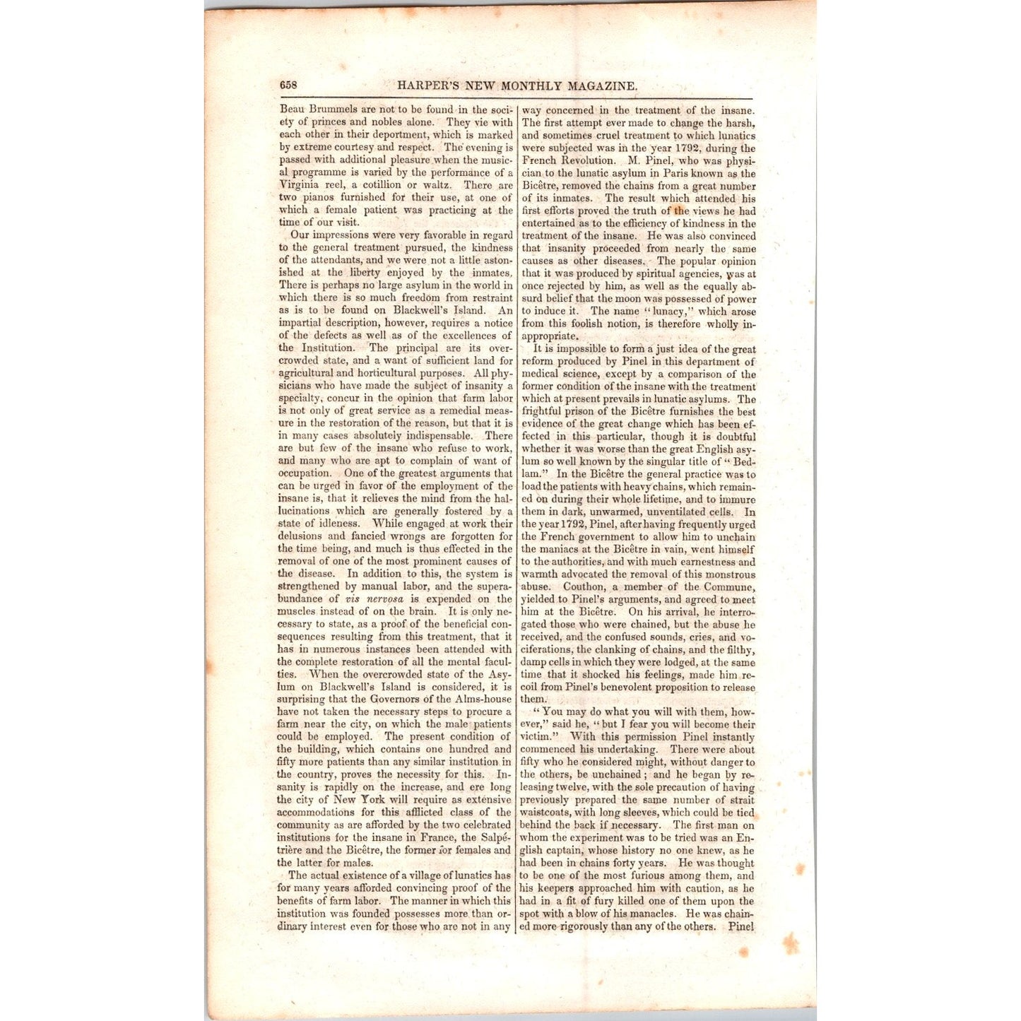 A Day in a Lunatic Asylum - 4 Pages 1854 Article I19