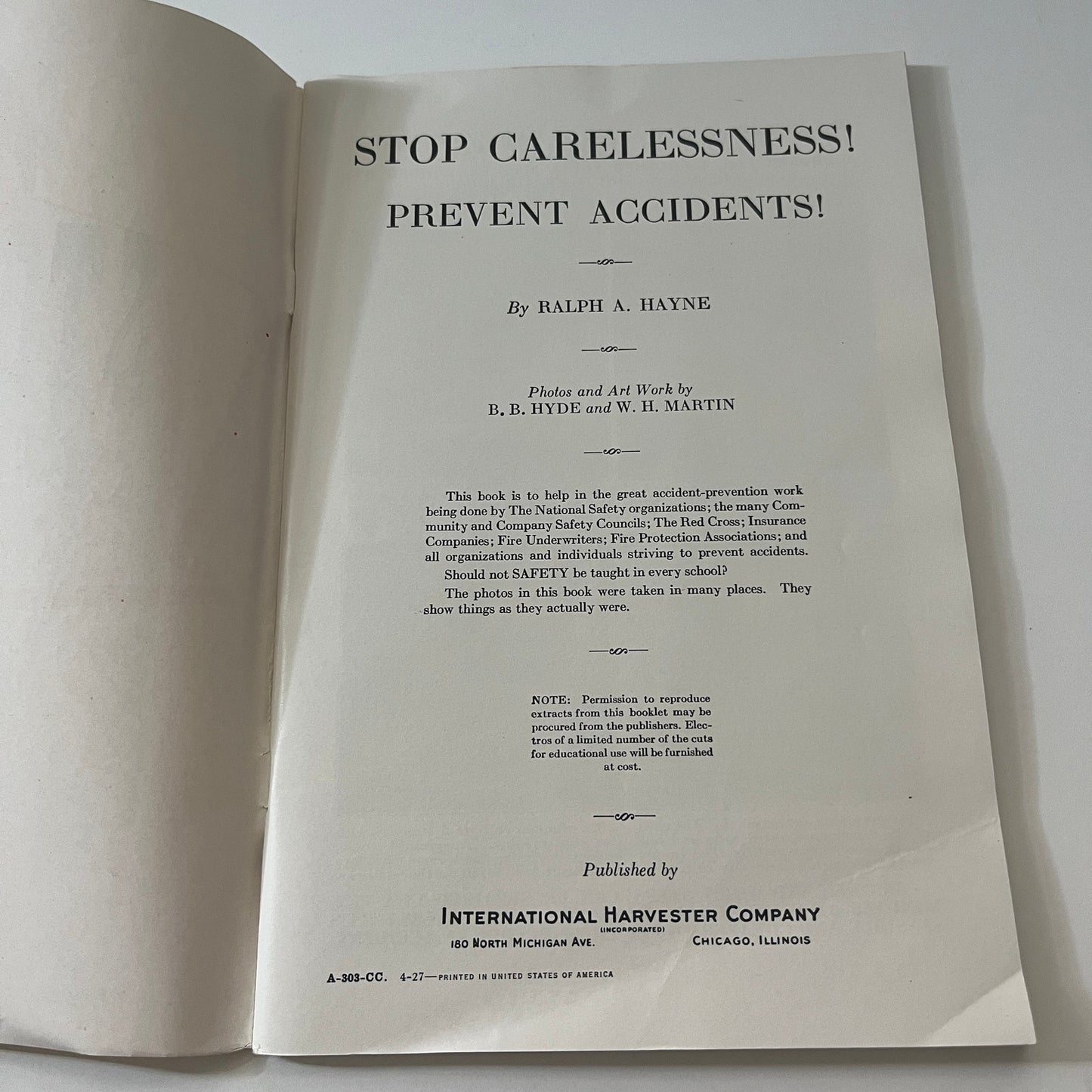 Stop Carelessness Prevent Accidents International Harvester IH 1927 TK2-XB1