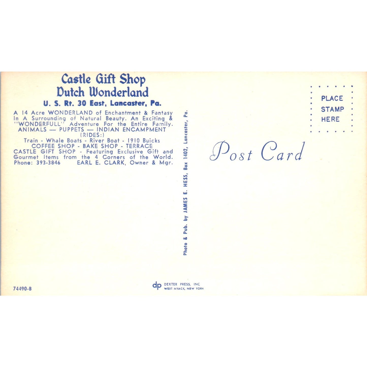 Castle Gift Shop Dutch Wonderland Lancaster PA Dutch Country Postcard PD8
