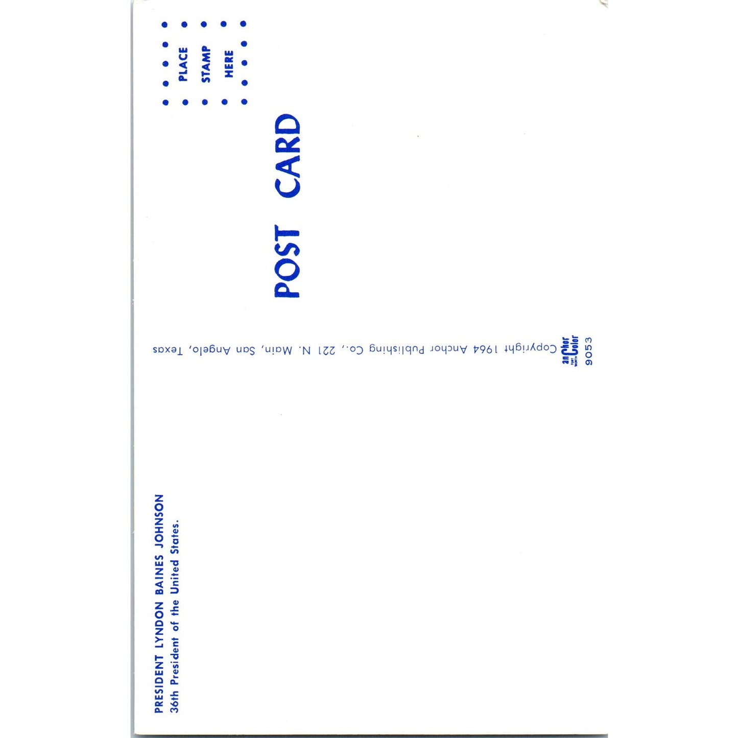 President Lyndon B. Johnson Portrait Vintage Postcard PC15