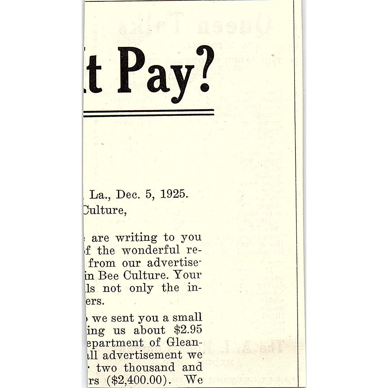 M.J. Deyell Queen Talks A.I. Root Co Medina OH 1926 Ad AG3-M8