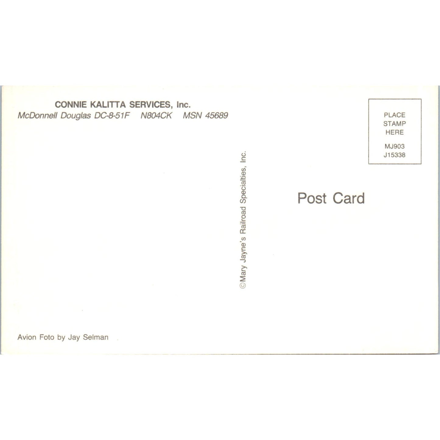 Connie Kalitta Services McDonnell Douglas DC-8-51F Vintage Postcard TG8-PC