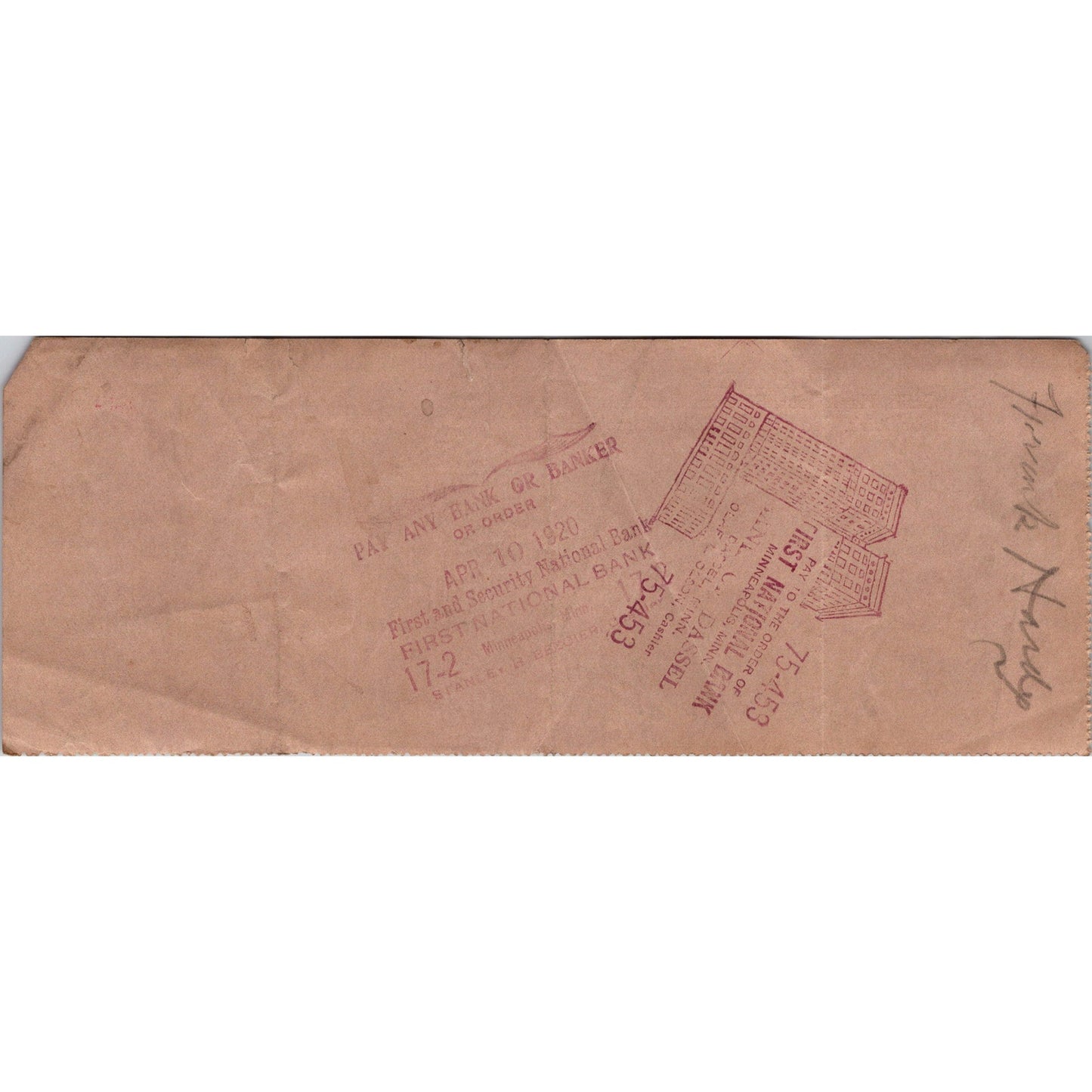 1920 J.J. Hynes Grain & Produce Buick Reo Maxwell Rosemount MN Bank Check AJ4-2