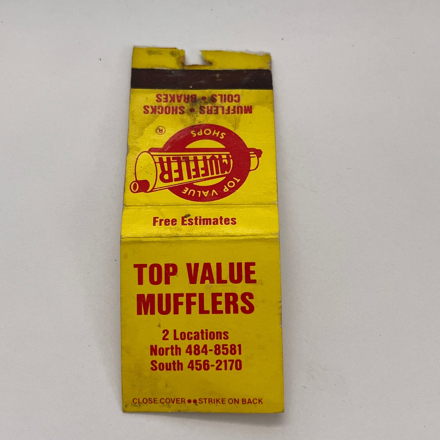 Top Value Muffler Shops Vintage Matchbook TB6-MB2-15