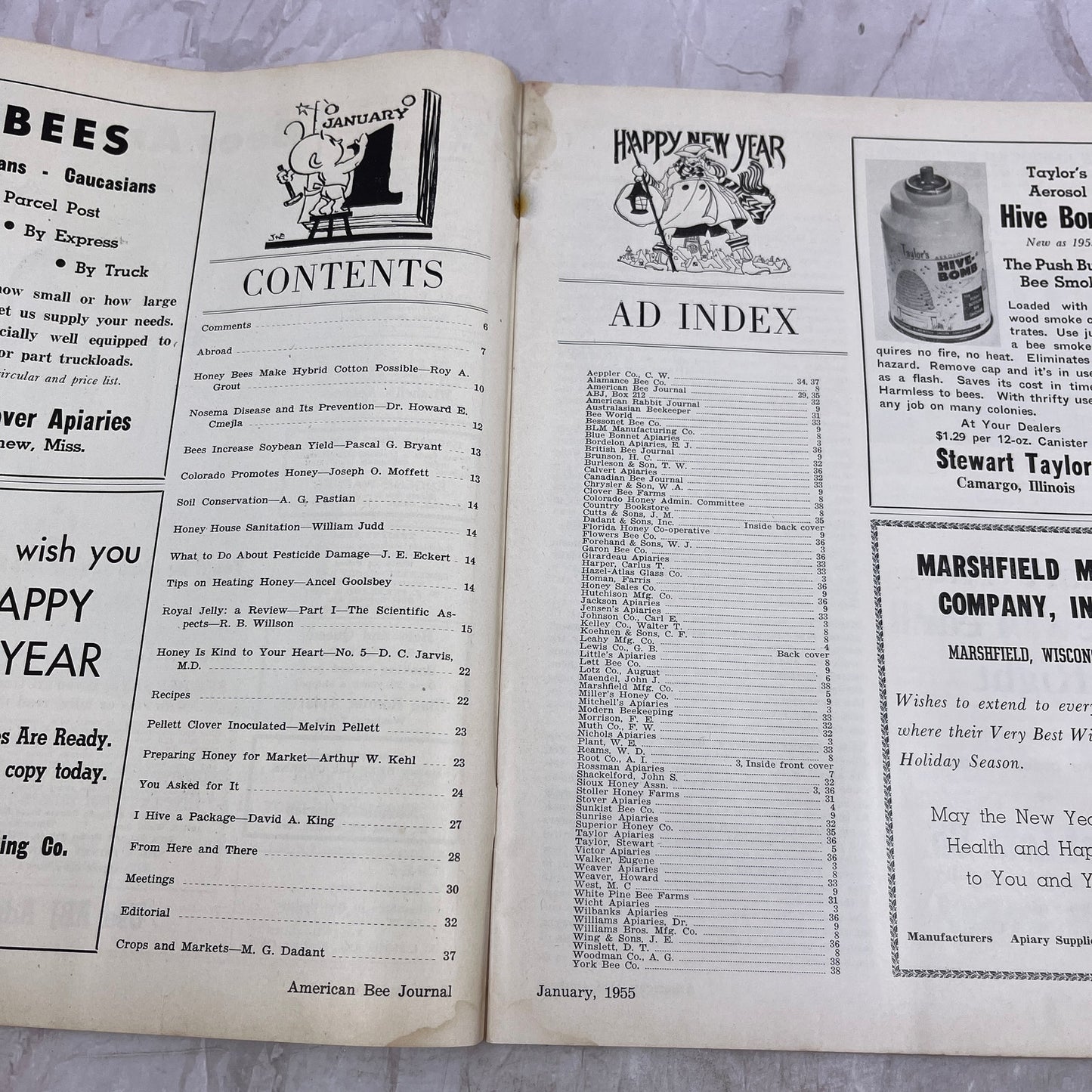 1955 Jan - American Bee Journal Magazine - Bees Beekeeping Honey M33