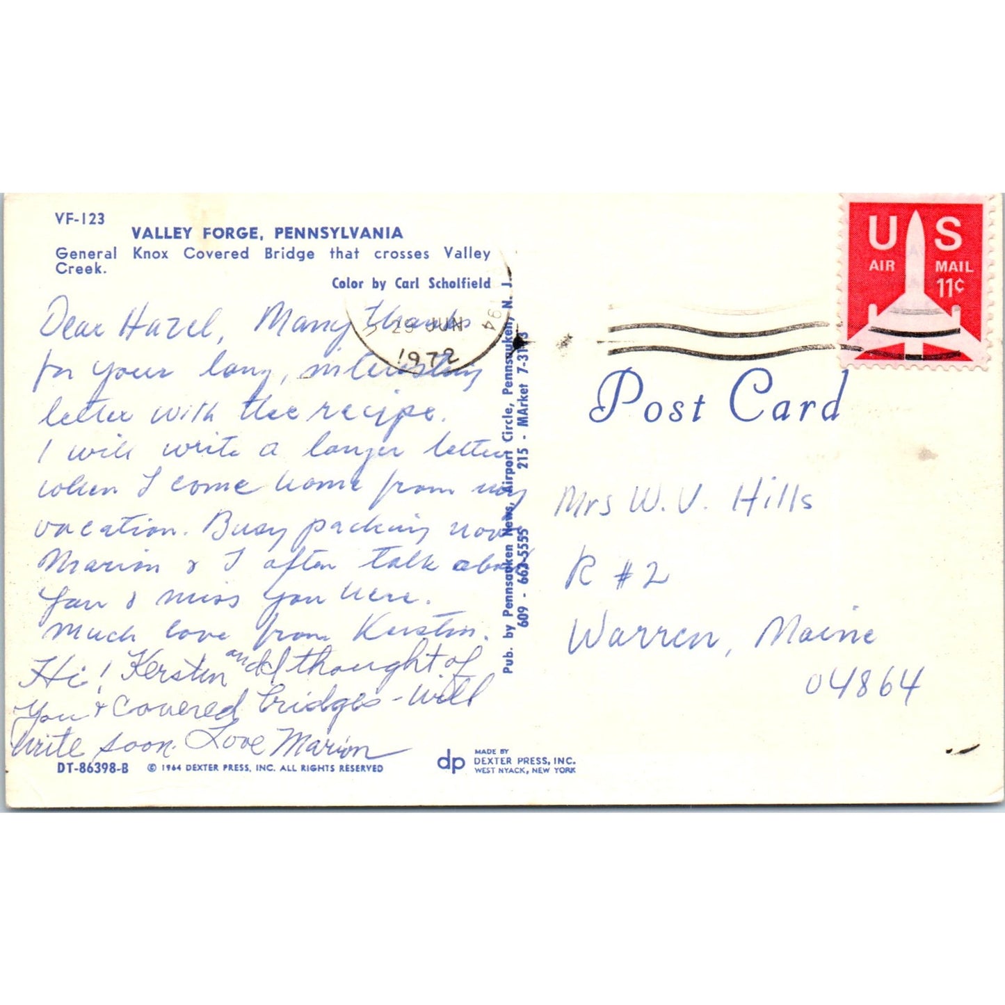 1972 Valley Forge PA General Knox Covered Bridge Vintage Postcard PE4