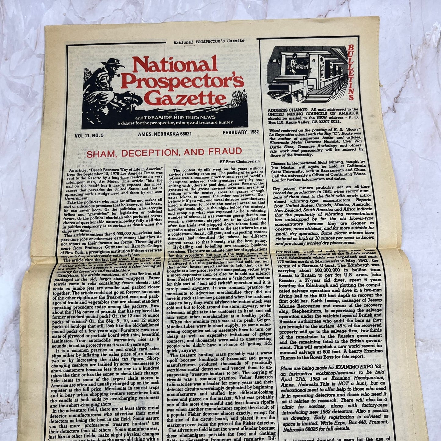 1982 Feb - The National Prospector's Gazette Newspaper - Treasure Hunting M11