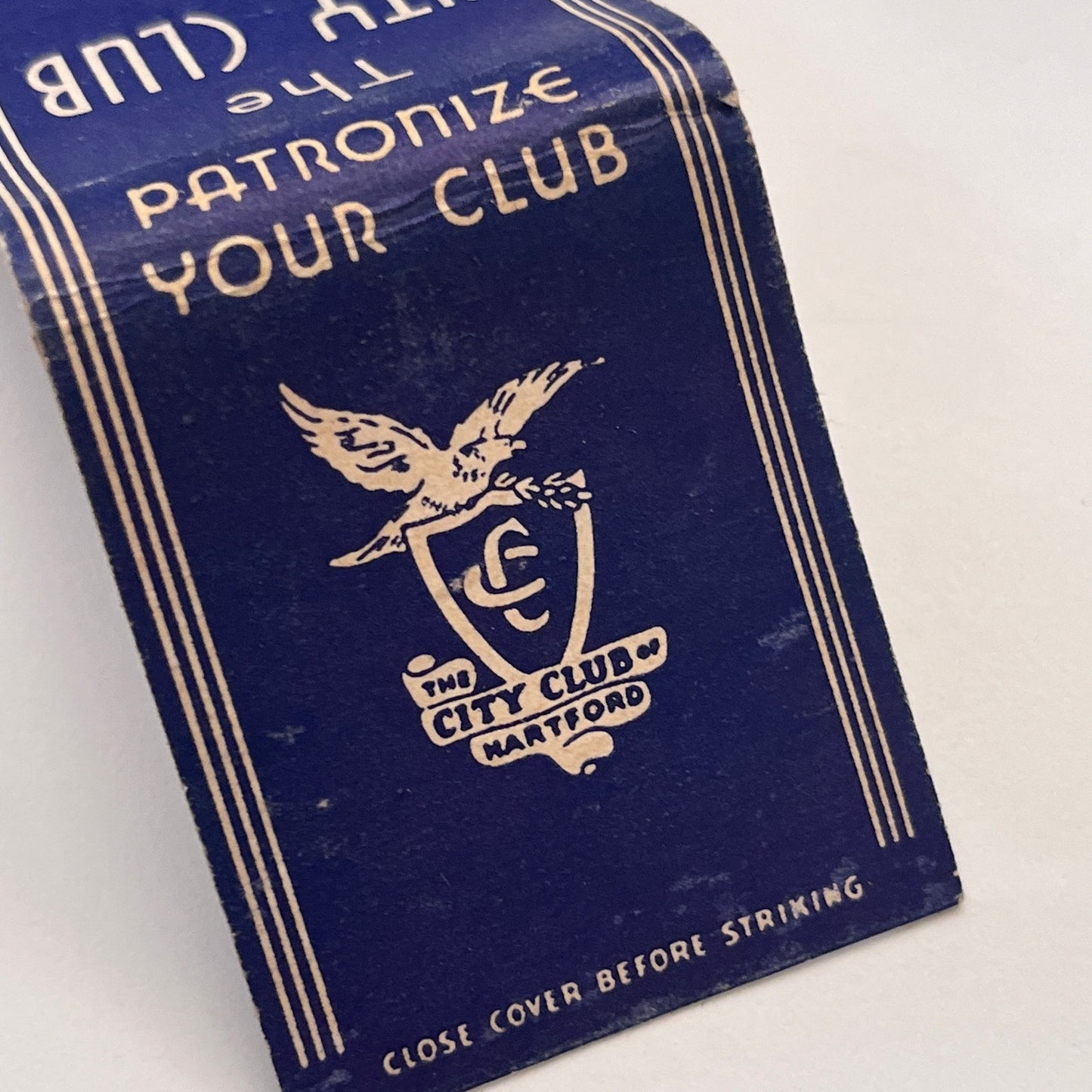 The City Club Hartford CT Vintage Matchbook Cover MM3-1