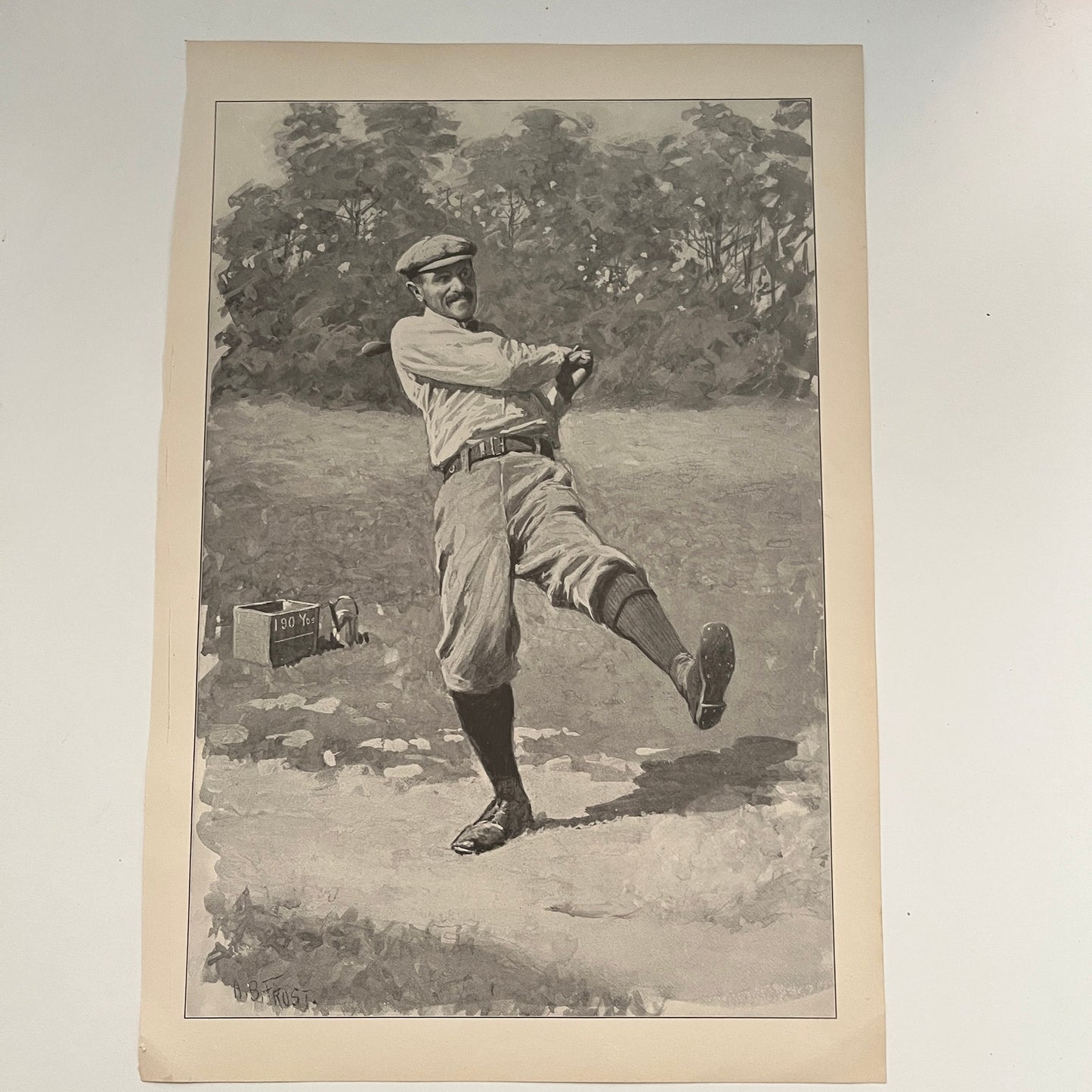 The Duffer - Golfing Scene - Original 1904 A.B. Frost Art Print V26-4