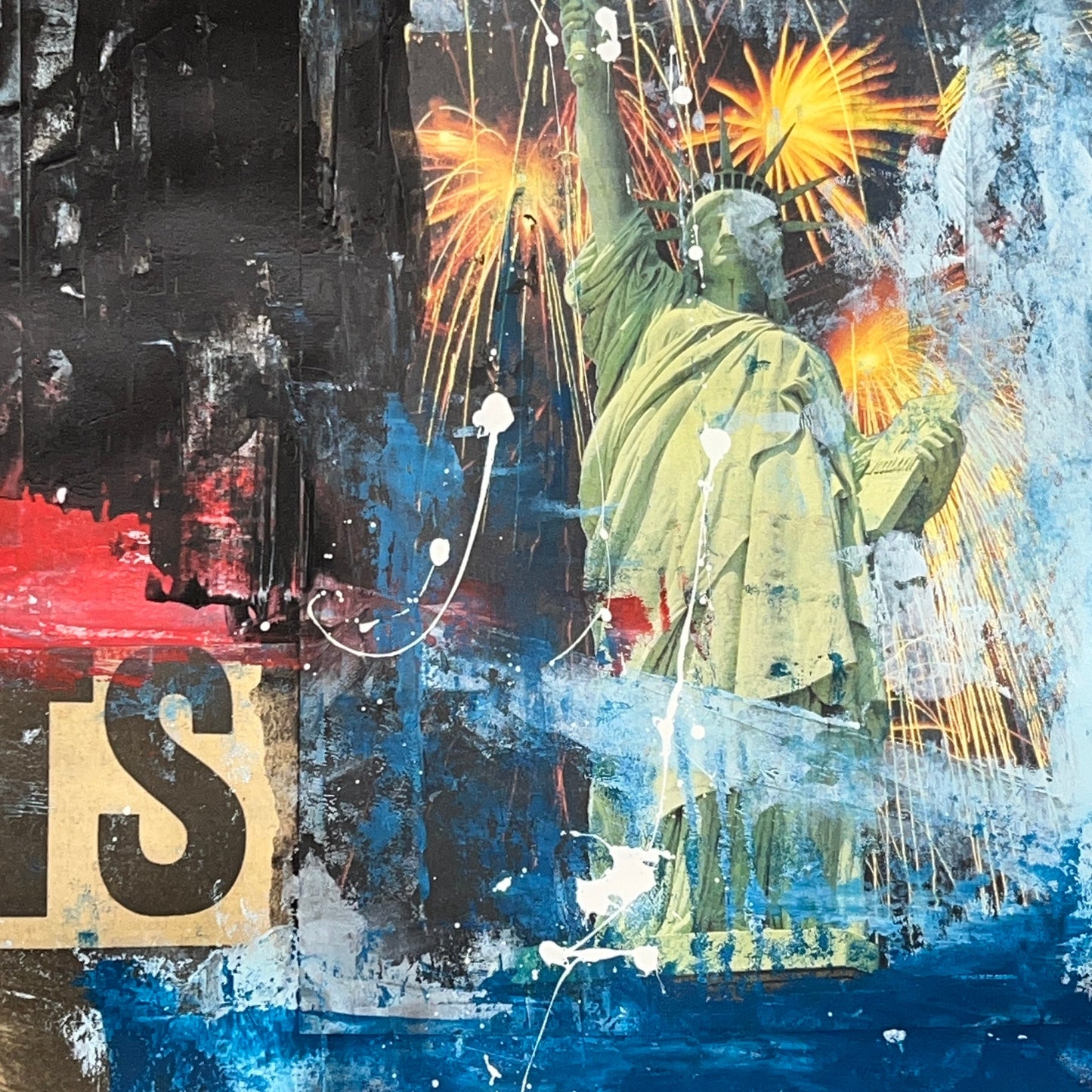 Original Mixed Media Abstract Modern Art Painting 24x36 "Agnew Quits" Signed