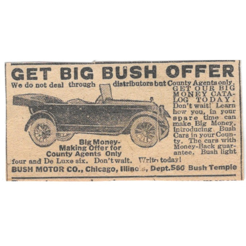 Bush Motor Co Bush Temple Chicago IL 1920 Ad AG2-S8