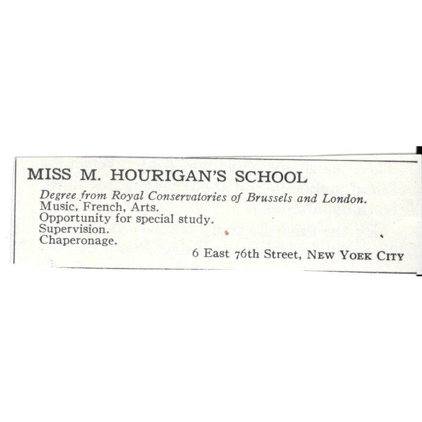 Miss M. Hourigan's School New York NY c1920 Harper's Magazine Ad AG4-S8