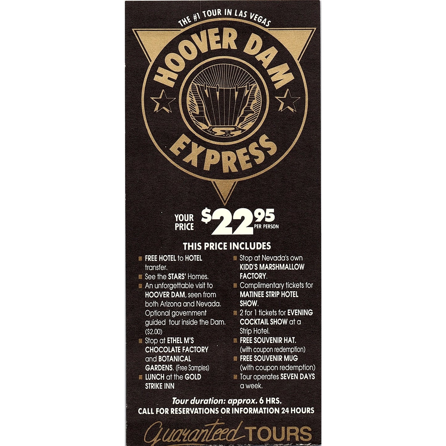 Hoover Dam Express Guaranteed Tours Vintage Tourist Travel Leaflet TH2-TB1