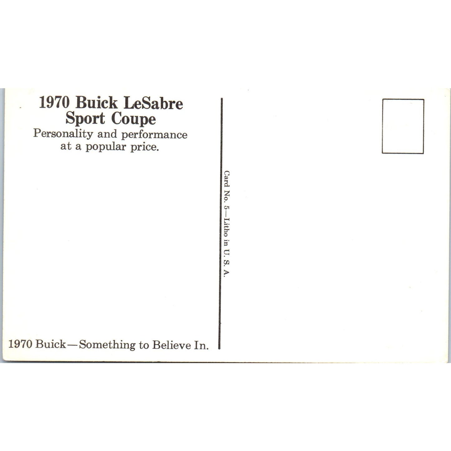 1970 Buick LeSabre Sport Coupe Blue Promo Vintage Postcard PC11