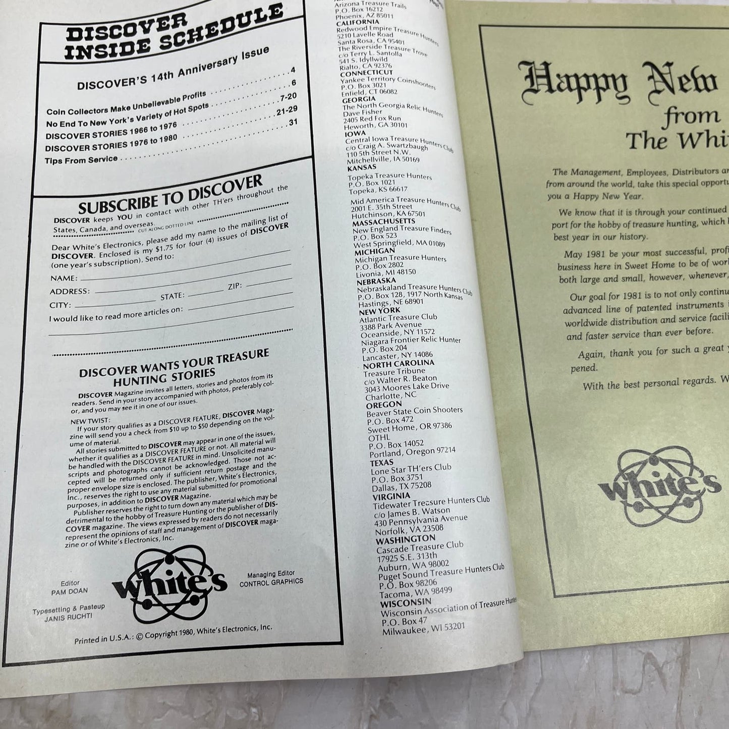 1980 4th Quarter White's Electronics Discover Newsletter Metal Detectors M19