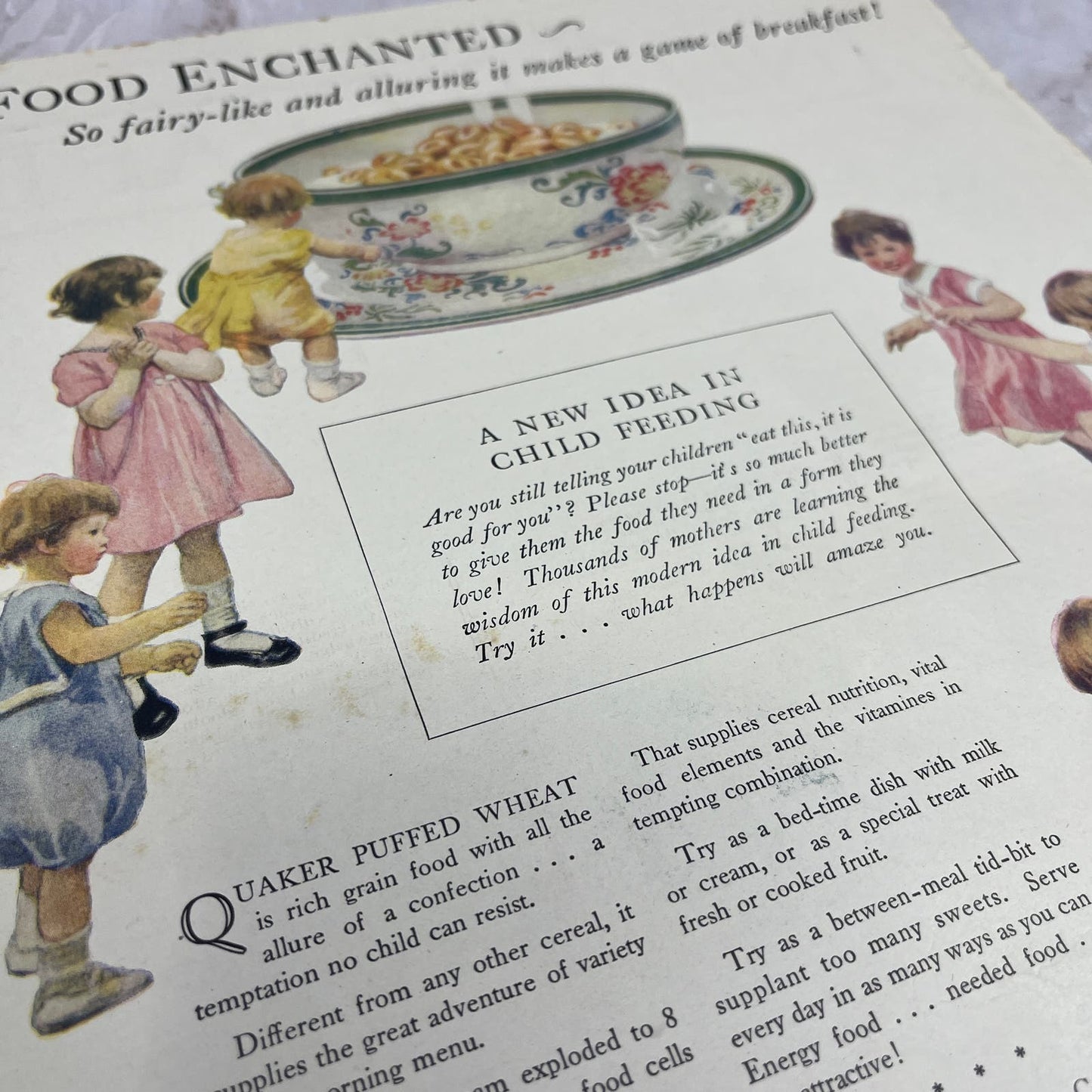 1925 Quaker Puffed Rice Fairy-Like & Alluring 10x13 Magazine Advertisement FL6-7