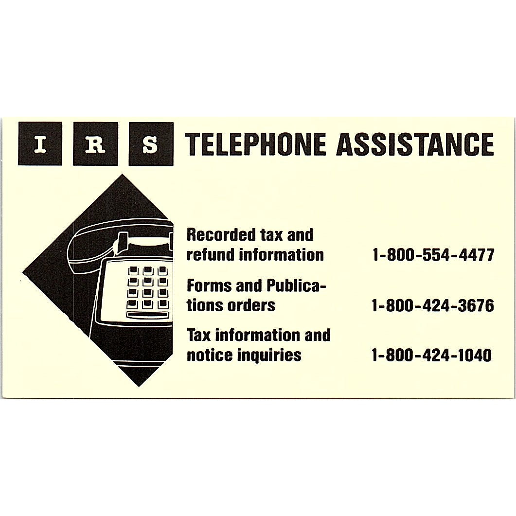 Free Helpful IRS Publications Tax & Refund Information Business Card SF3-B3