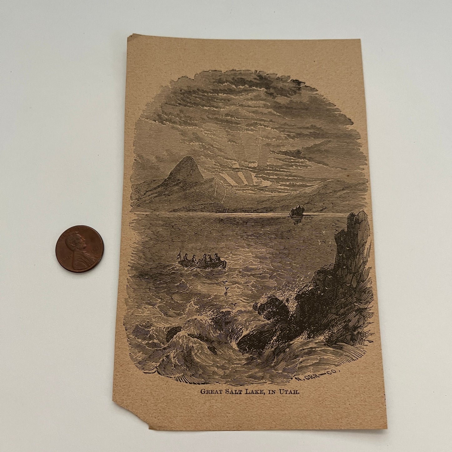 Great Salt Lake, in Utah 1894 Art Engraving SAG4-8