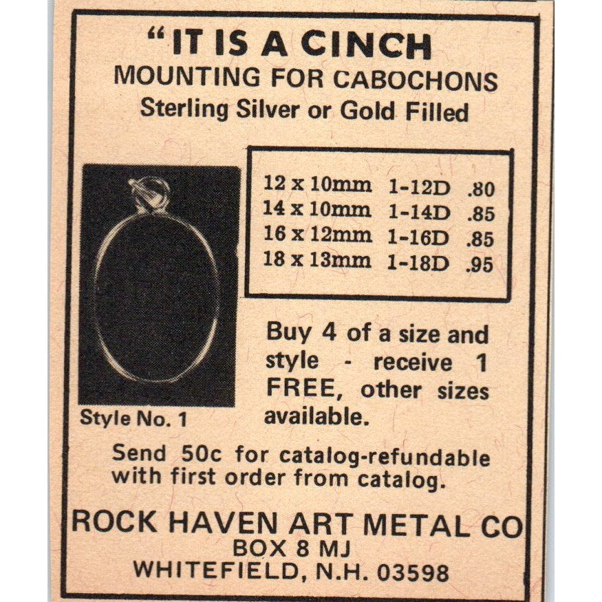 Rock Haven Art Metal Co Whitefield NH 1971 Magazine Ad AD8-R9