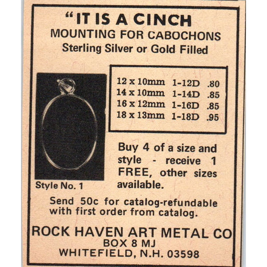 Rock Haven Art Metal Co Whitefield NH 1971 Magazine Ad AD8-R9