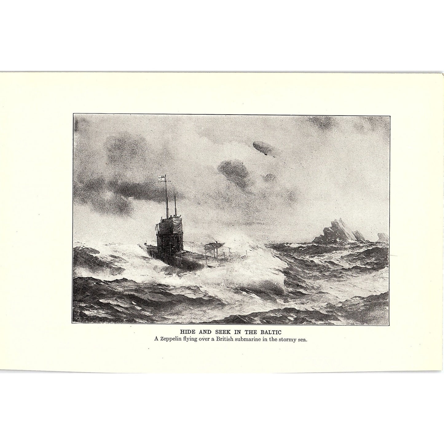 Cossack Charge, Zeppelin Flying Over Submarine 1919 WWI Print AG1-2