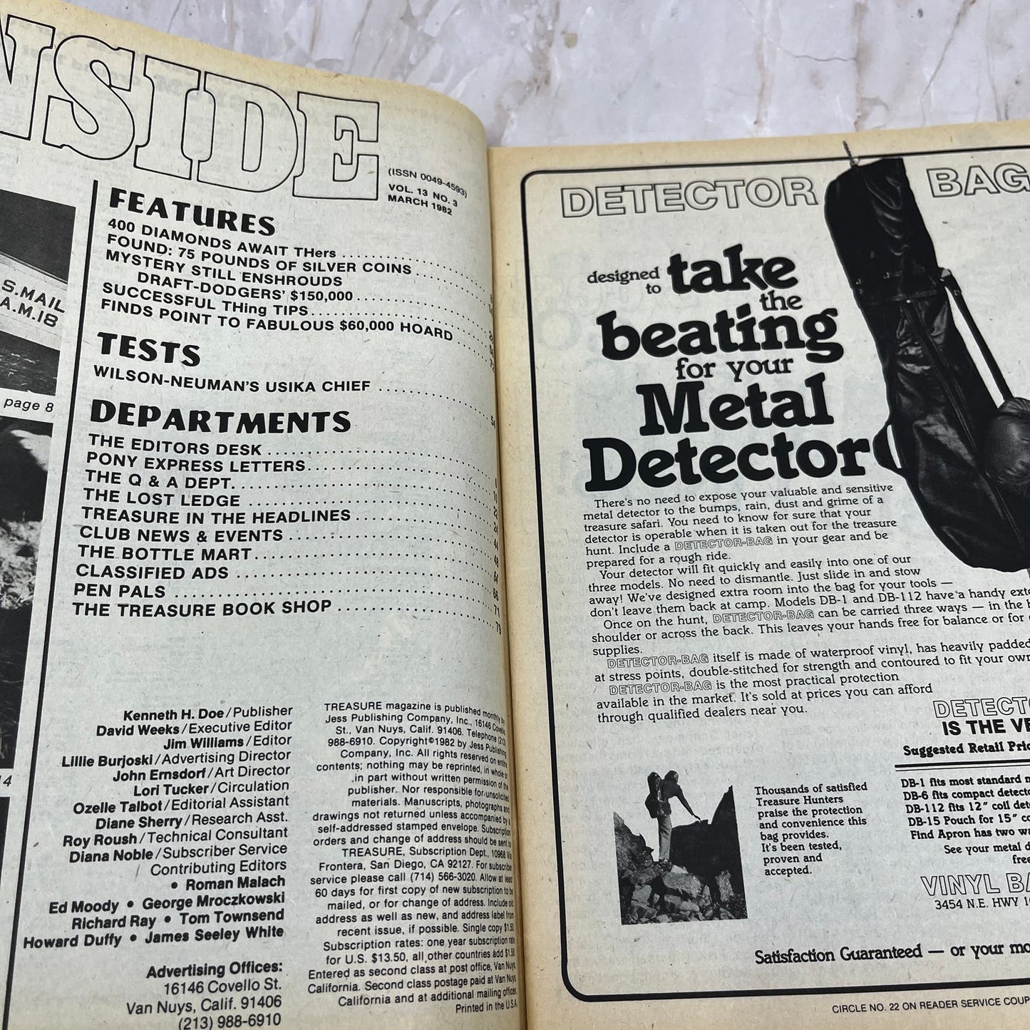 1982 March - Treasure Magazine - Treasure Hunting Metal Detecting Gold Coins M10