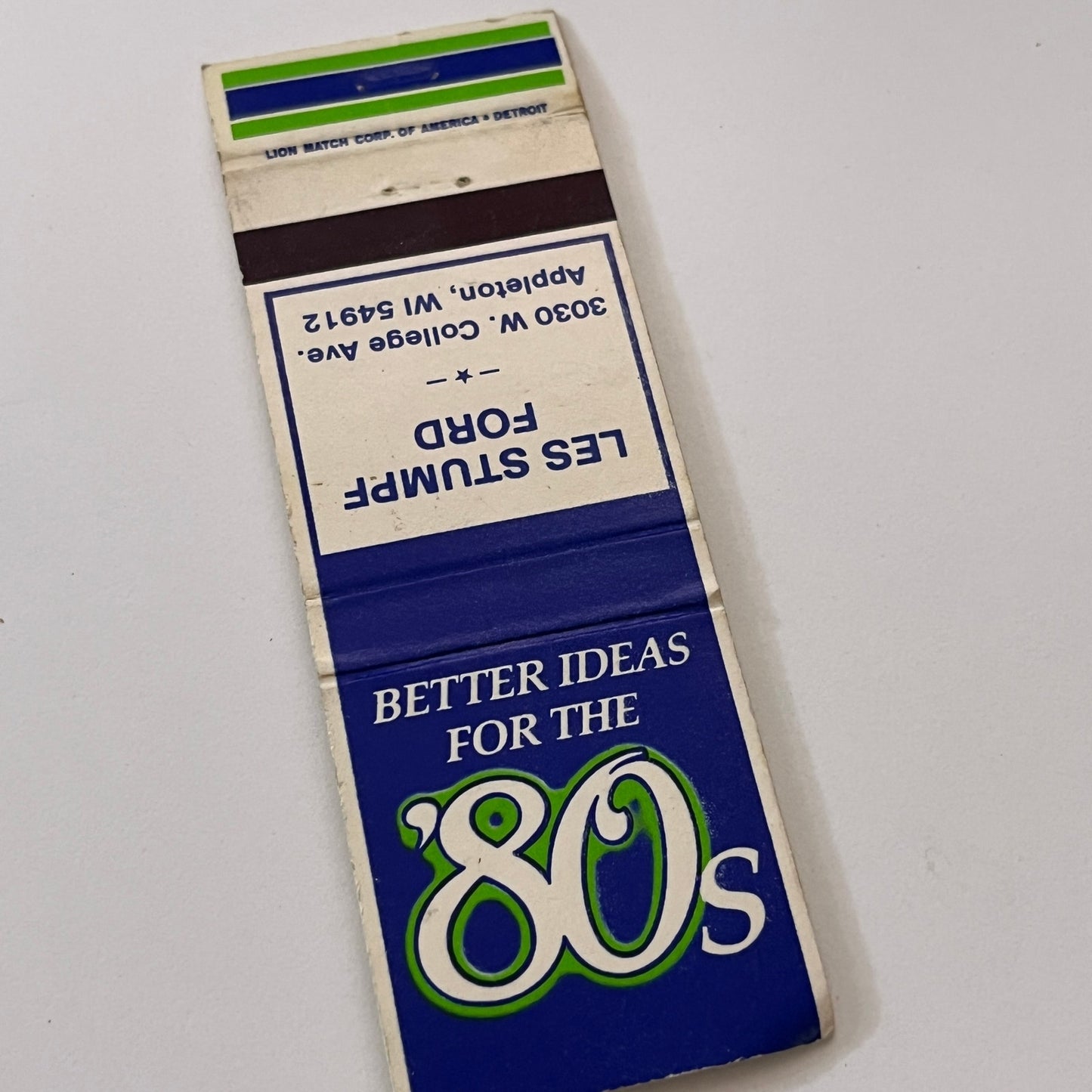 Les Stumpf Ford Appleton WI Vintage Matchbook Cover TB6-MB2-1